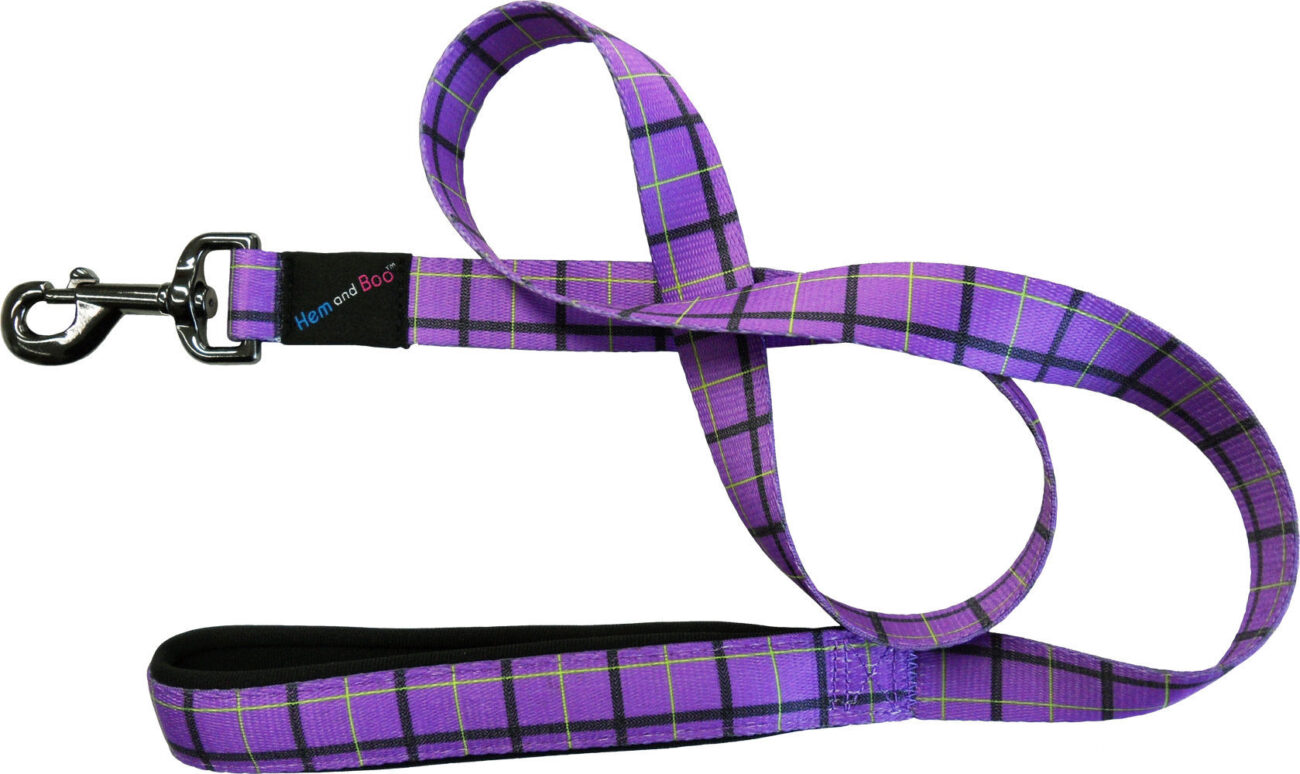 Purple Check Dog Lead