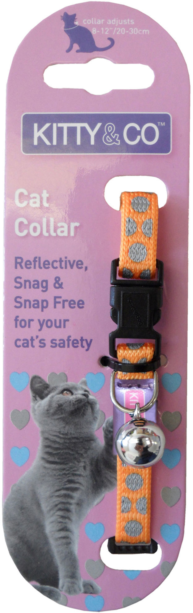 Snag Free Reflective Polka Dot Cat Collar - Orange