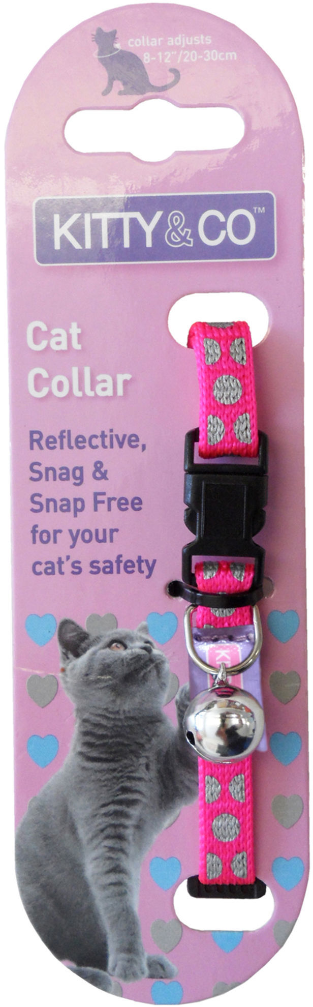 Snag Free Reflective Polka Dot Cat Collar - Pink