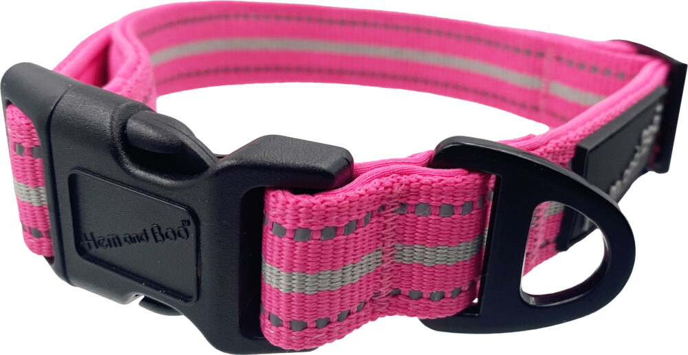 Hem & Boo Sports Dog Collar - Medium, Bright Pink