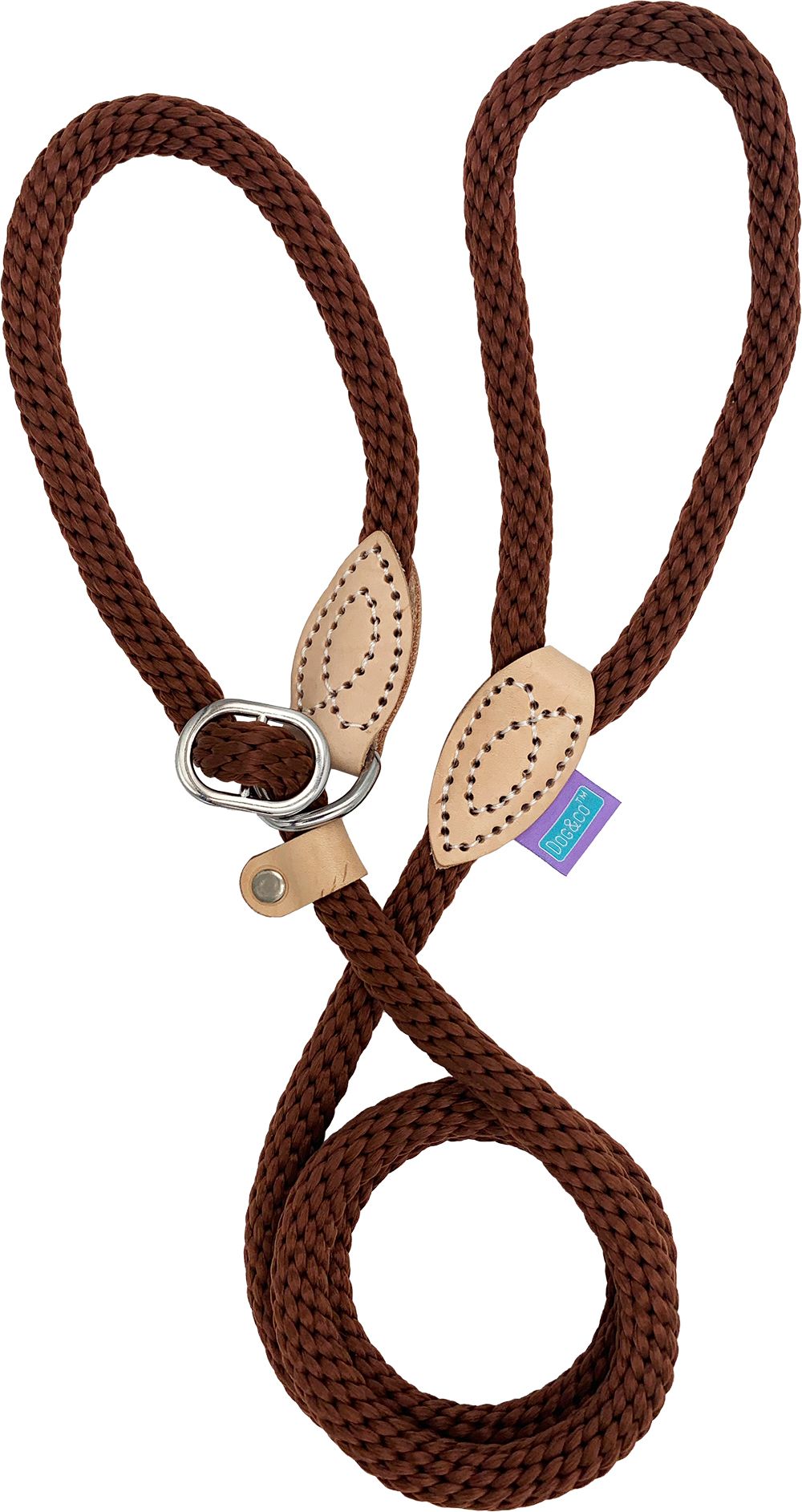 Soft Touch Rope Slip Lead - 150cm - Brown, Thin