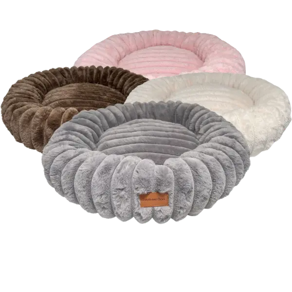 Super soft plush donut dog bed 50cm with raised sides