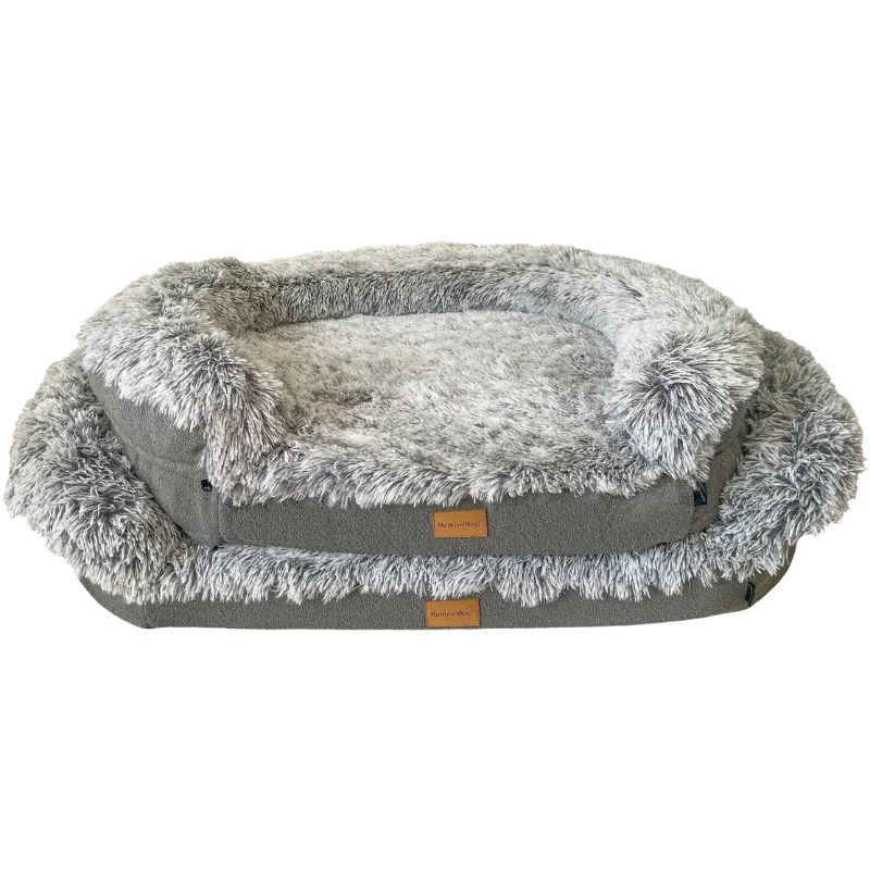 Grey Orthopaedic Memory Foam Dog Bed with removable side bolsters